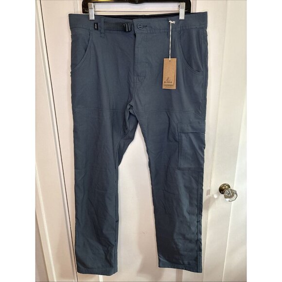 Prana Men's Stretch Zion technical Pant - 34X30 Slim Fit Blue Green New - Picture 1 of 7